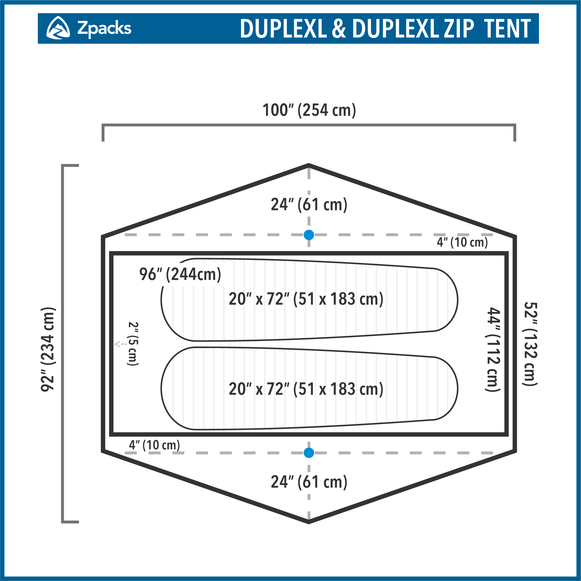 DupleXL Zip Tent - Large 2P UL Backpacking Shelter | Zpacks
